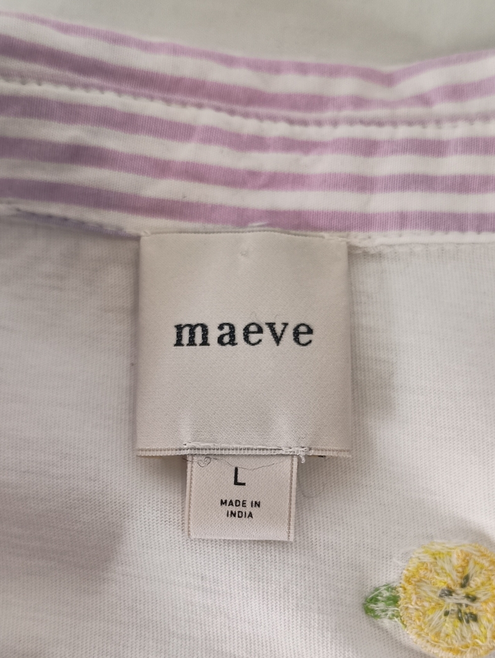 Maeve Sleeveless swing popover top striped collar embroidered - Picture 2 of 8